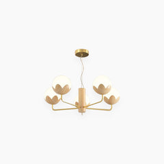 Chandelier Cream Globe Flower Bud 5 Lights