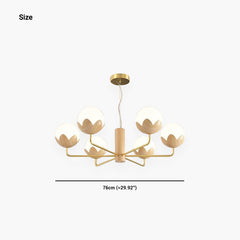 Chandelier Cream Globe Flower Bud 6 Lights Size