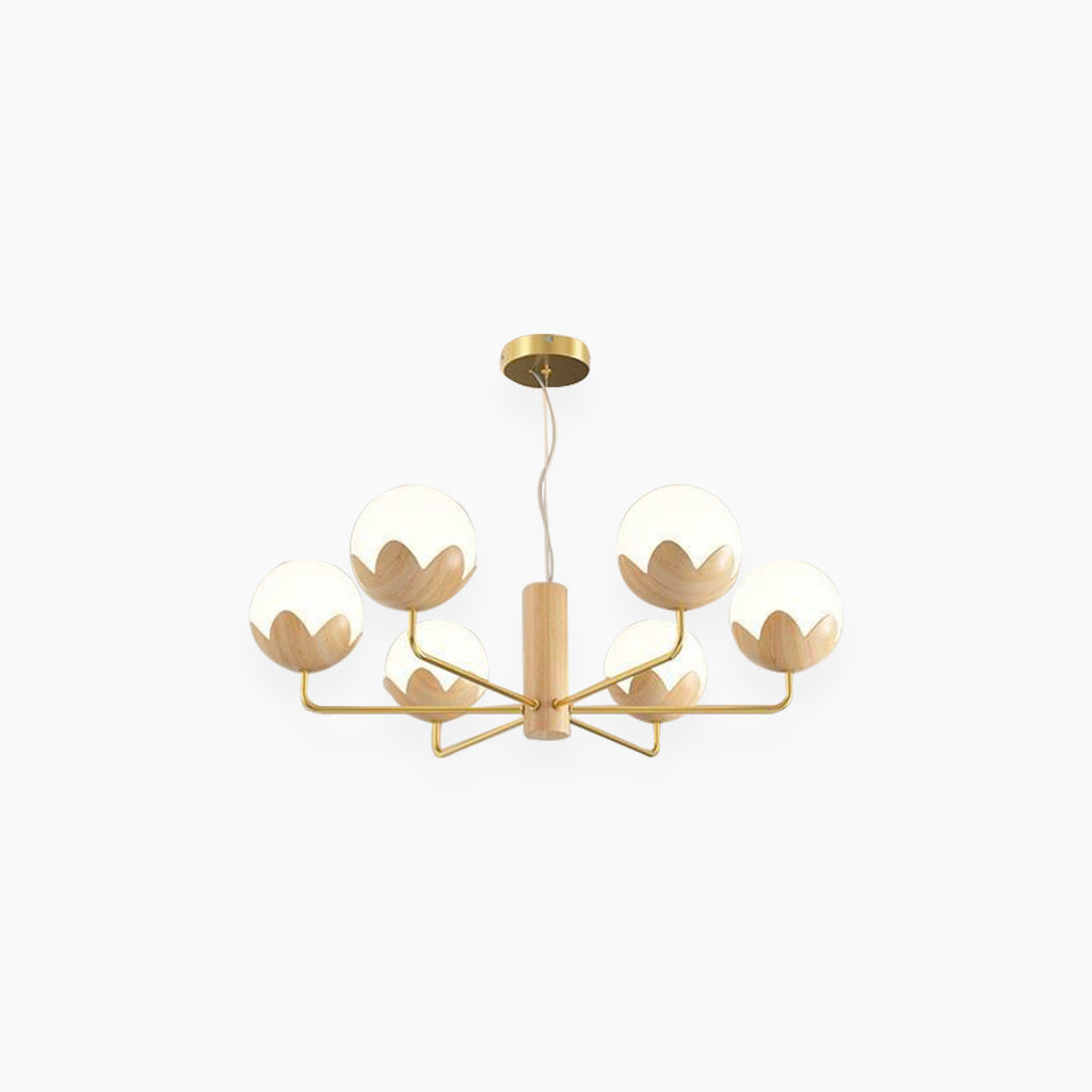 Chandelier Cream Globe Flower Bud 6 Lights