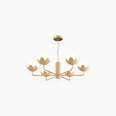 Chandelier Cream Globe Flower Bud 6 Lights