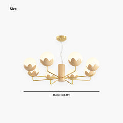 Chandelier Cream Globe Flower Bud 8 Lights Size
