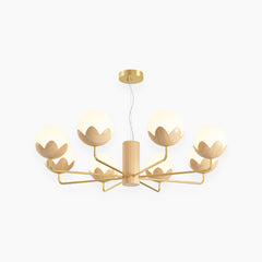 Chandelier Cream Globe Flower Bud 8 Lights
