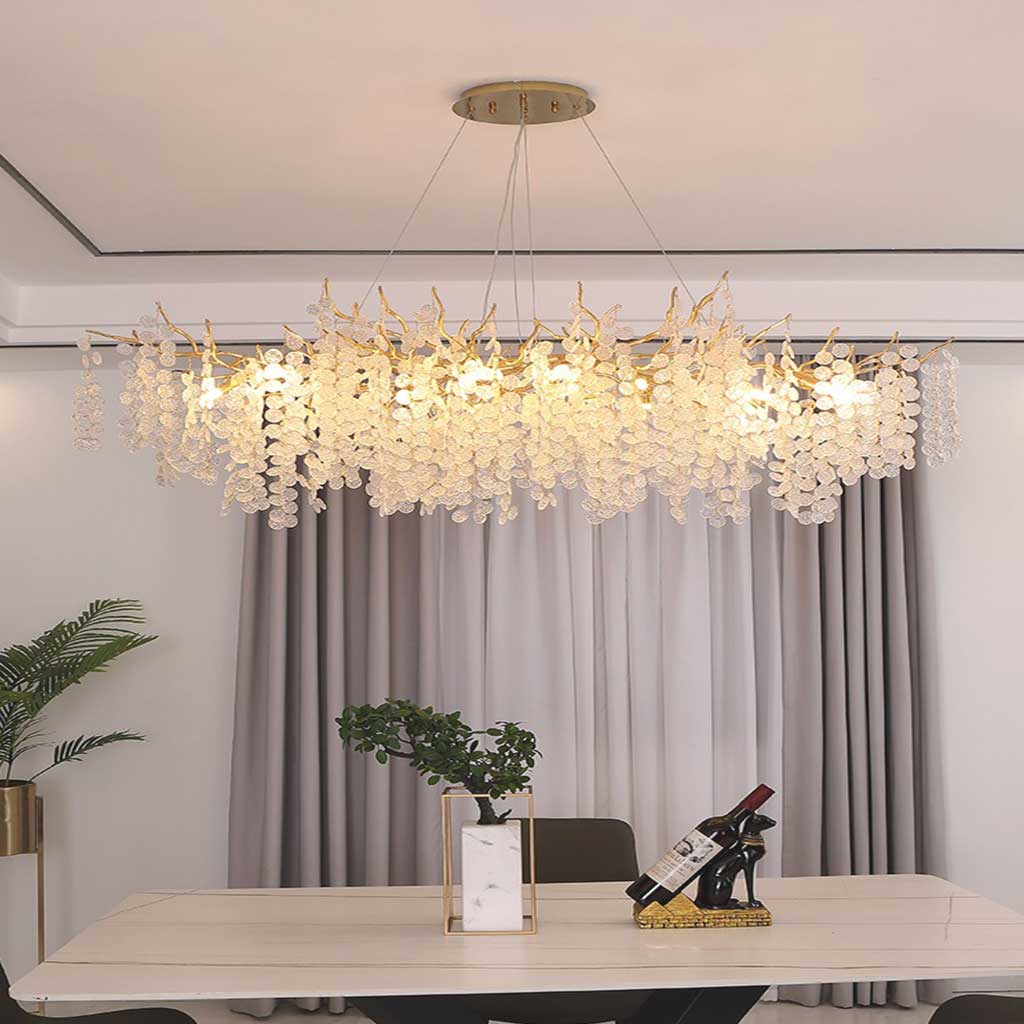 Chandelier Crystal Branch Rectangle Dining Table