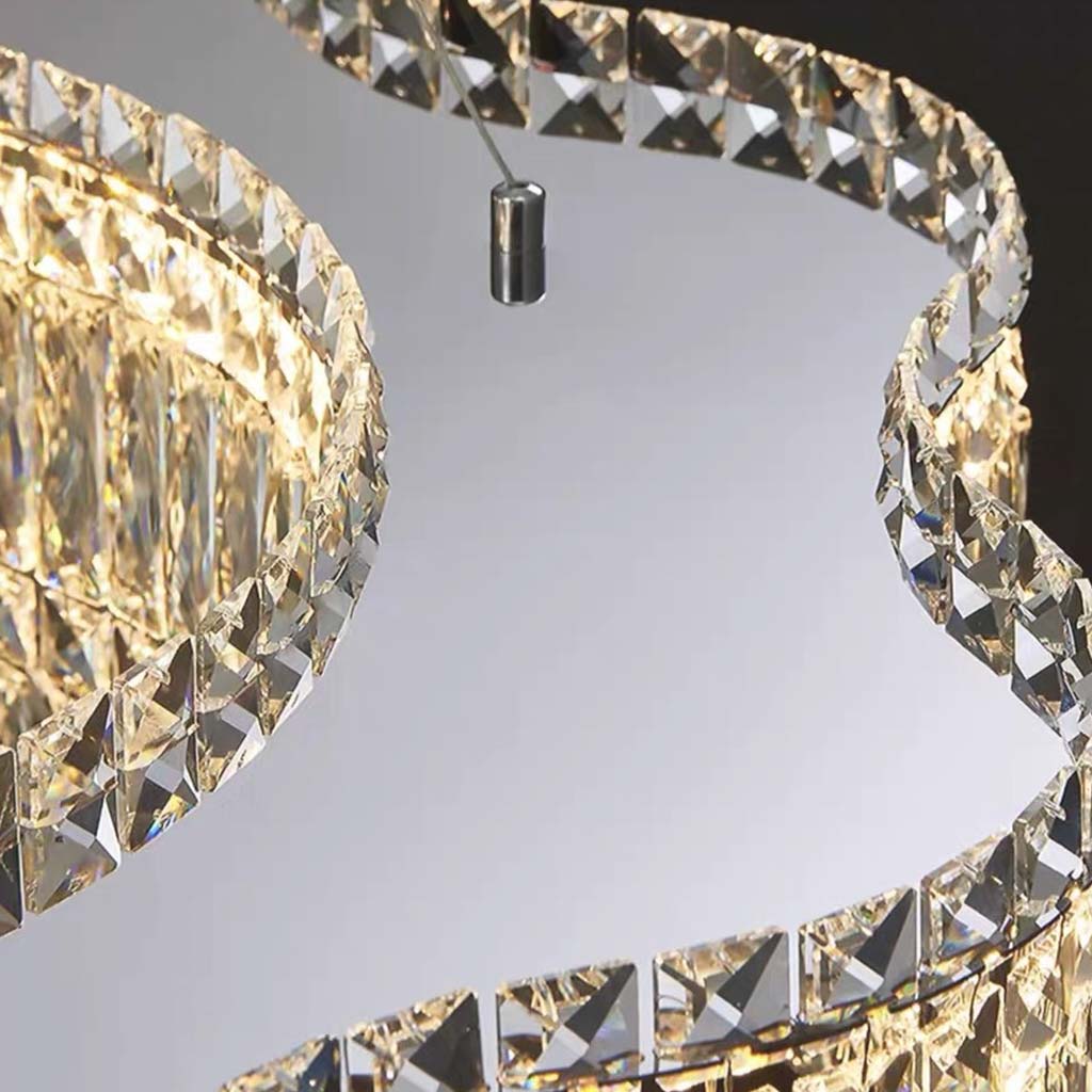 Chandelier Crystal LED Dimmable Rectangle Detail