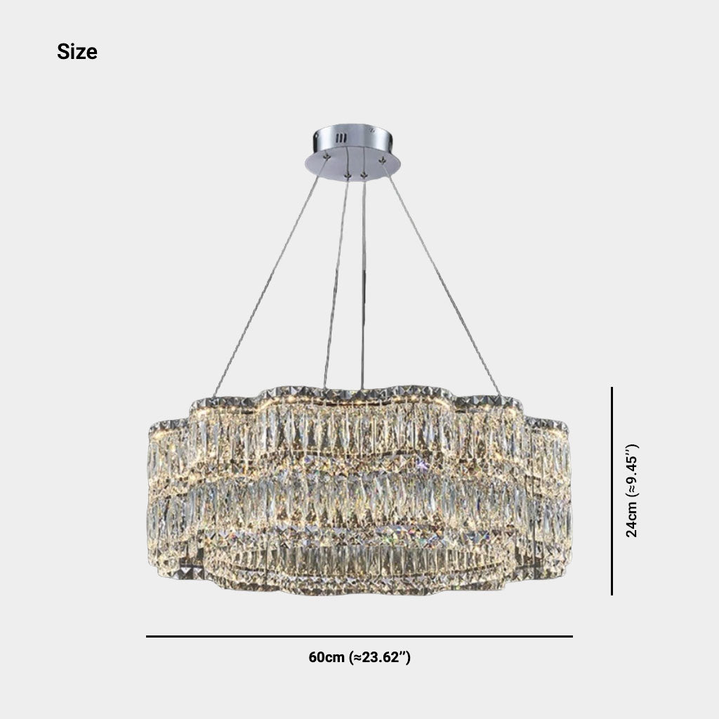 Chandelier Crystal LED Dimmable Rectangle Size