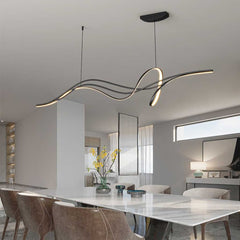 Chandelier Curved Wave LED Black Dining Table