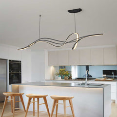 Chandelier Curved Wave LED Black Kitchen Island