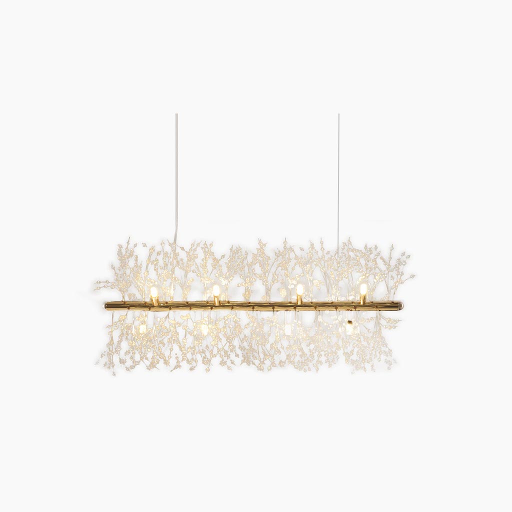 Chandelier Dandelion Crystal 12 Heads Rectangle Gold