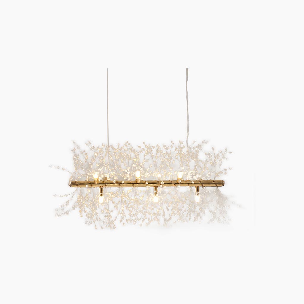 Chandelier Dandelion Crystal 9 Heads Rectangle Gold