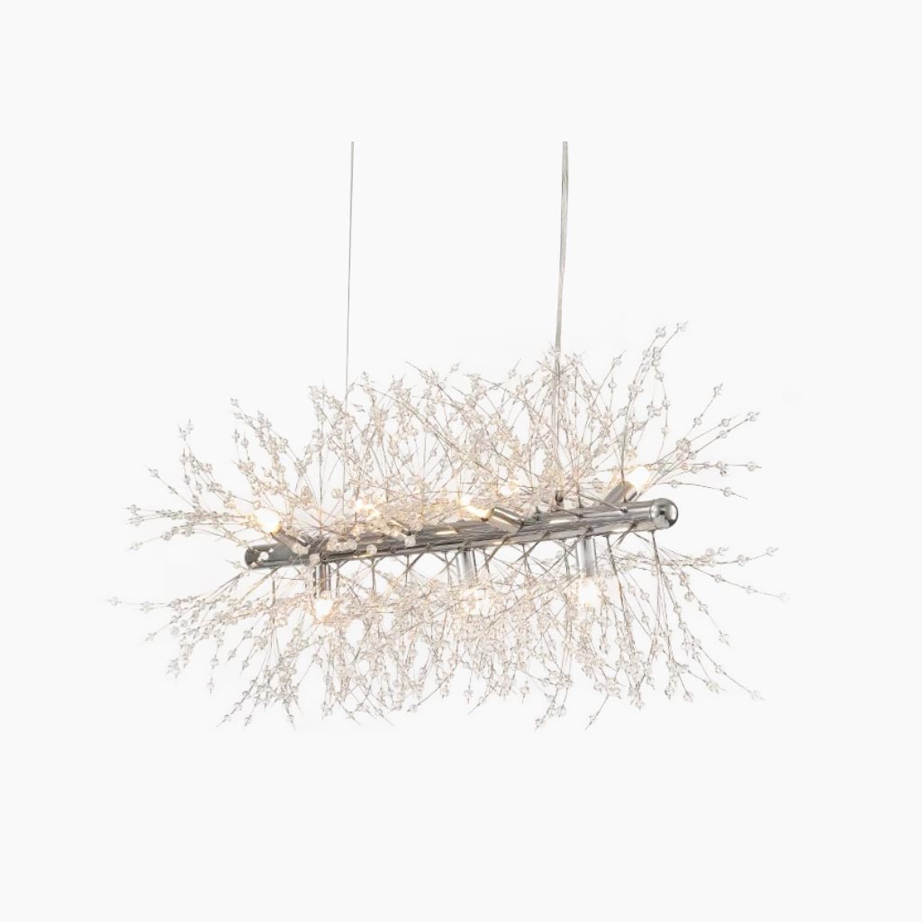 Chandelier Dandelion Crystal 9 Heads Rectangle Silver