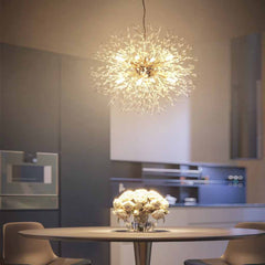 Chandelier Dandelion Crystal Round Gold Dining Table