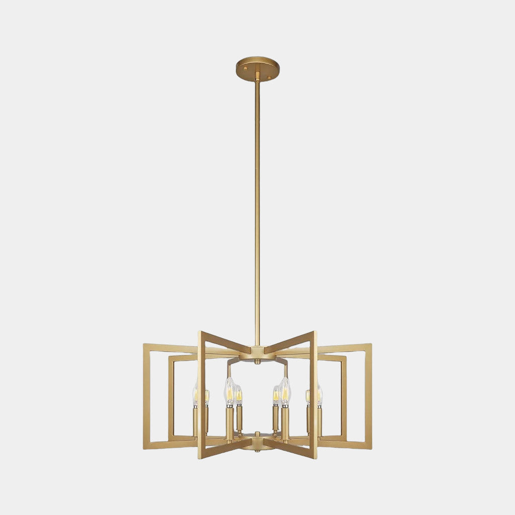 Ljuskrona Farmhouse Industrial Iron Cage Guld