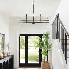 Chandelier Farmhouse Industrial Large Iron Ring Candle Black Entryway