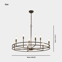 Chandelier Farmhouse Industrial Large Iron Ring Candle Black Size
