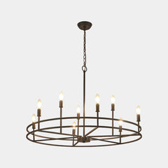 Chandelier Farmhouse Industrial Large Iron Ring Candle Black