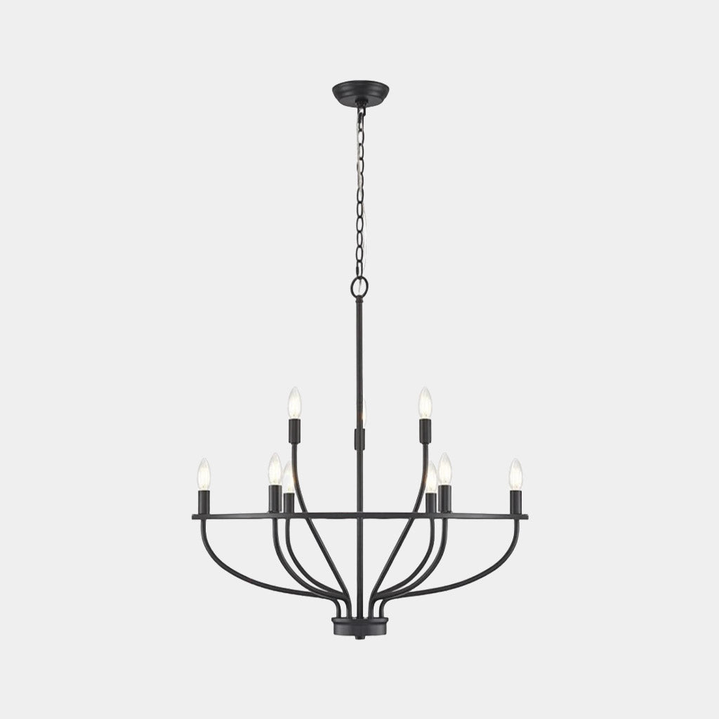 Chandelier Farmhouse Rustic Circular Branch Black