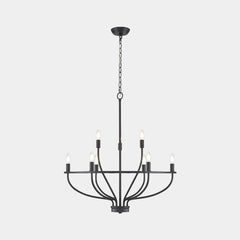 Chandelier Farmhouse Rustic Circular Branch Black