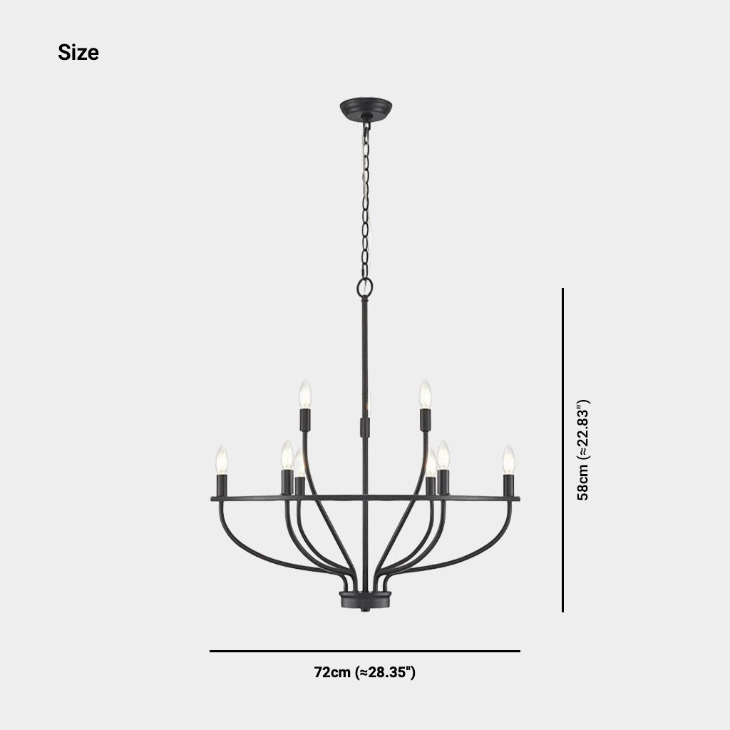 Chandelier Farmhouse Rustic Circular Branch Candle Black Size