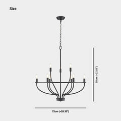 Chandelier Farmhouse Rustic Circular Branch Candle Black Size