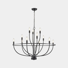 Chandelier Farmhouse Rustic Circular Branch Candle Black