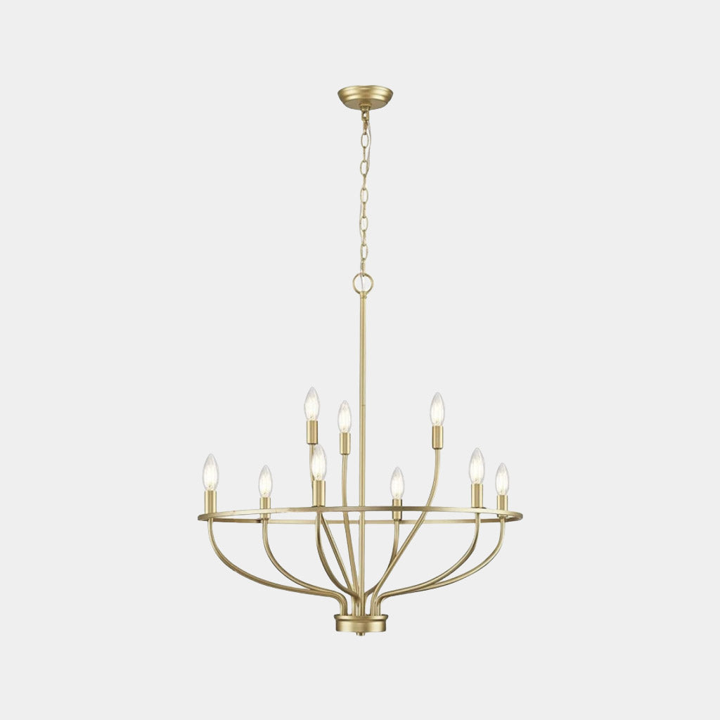 Chandelier Farmhouse Rustic Circular Branch Candle Gold