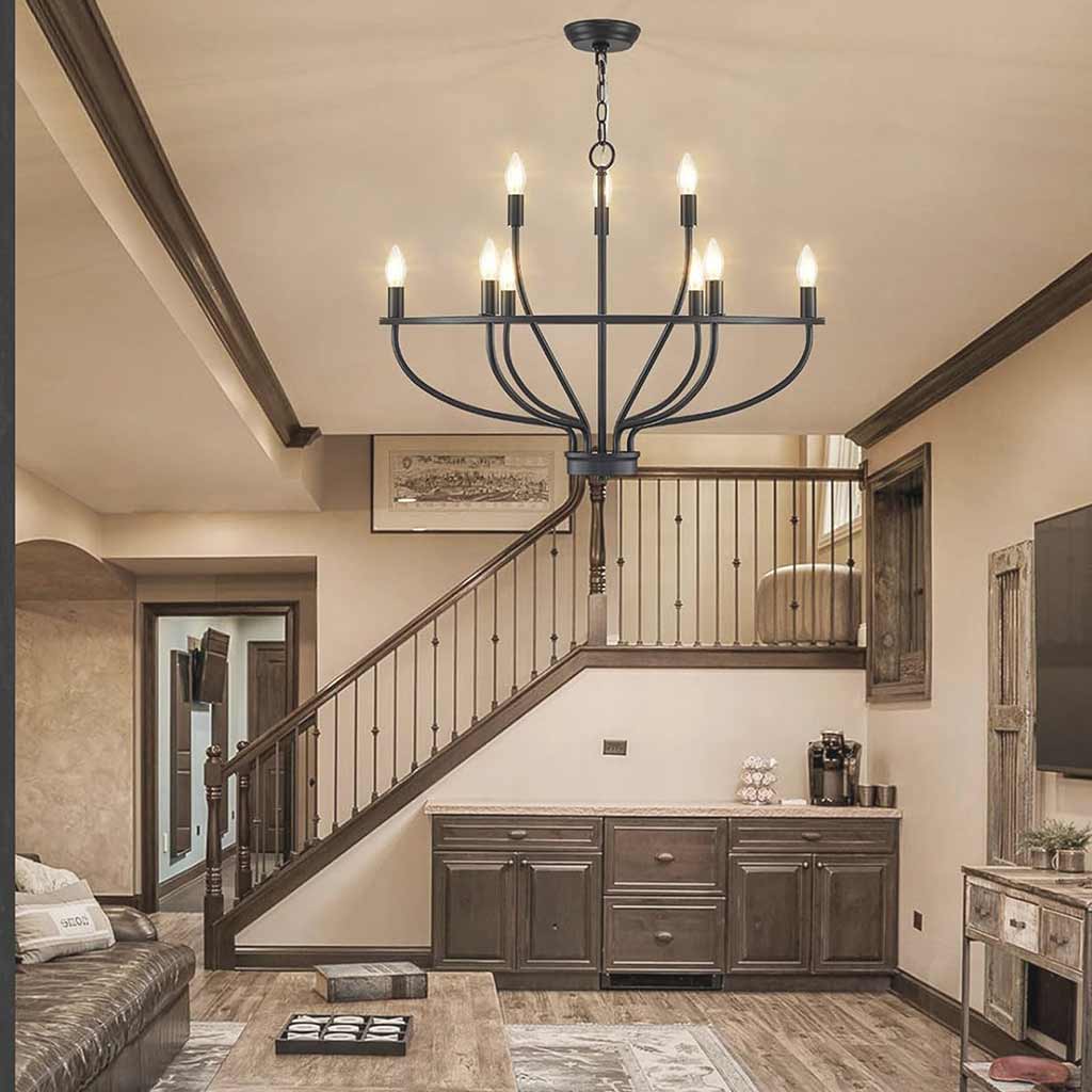 Chandelier Farmhouse Rustic Circular Branch Candle Living Room