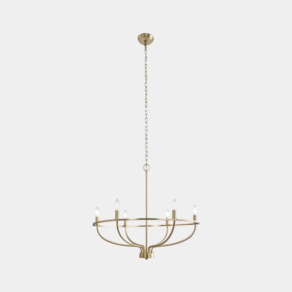 Chandelier Farmhouse Rustic Circular Branch Gold