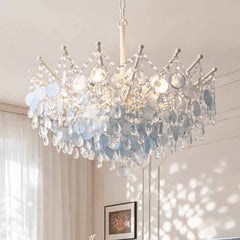 Chandelier French Branch Crystal Blue Shells