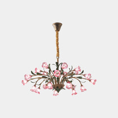 Chandelier French Branch Glass Flower Pink