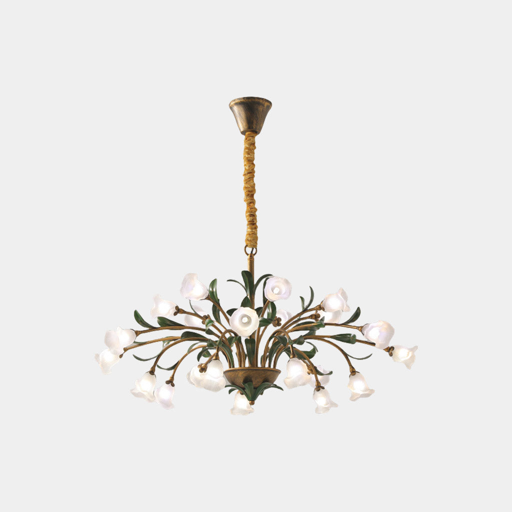 Chandelier Frenc -Branch Glass Flower White