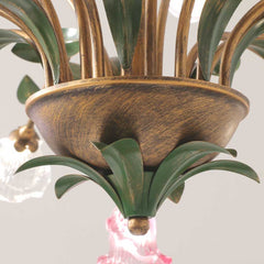 Chandelier French Branch Glass Flower with Leaves Detail