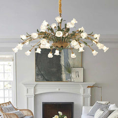 Chandelier French Branch Glass Flower with Leaves Room