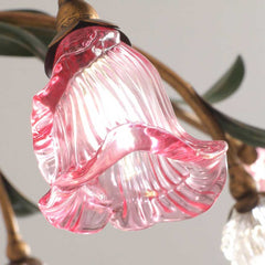 Chandelier French Branch Glass Flower with Leaves Shade