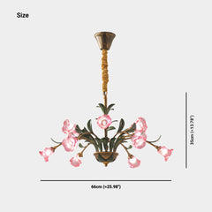 Chandelier French Branch Glass Flower with Leaves Size
