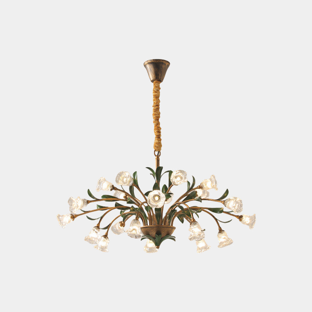 Chandelier French Branch Glass Flower with Leaves