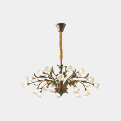 Chandelier French Branch Glass Flower with Leaves