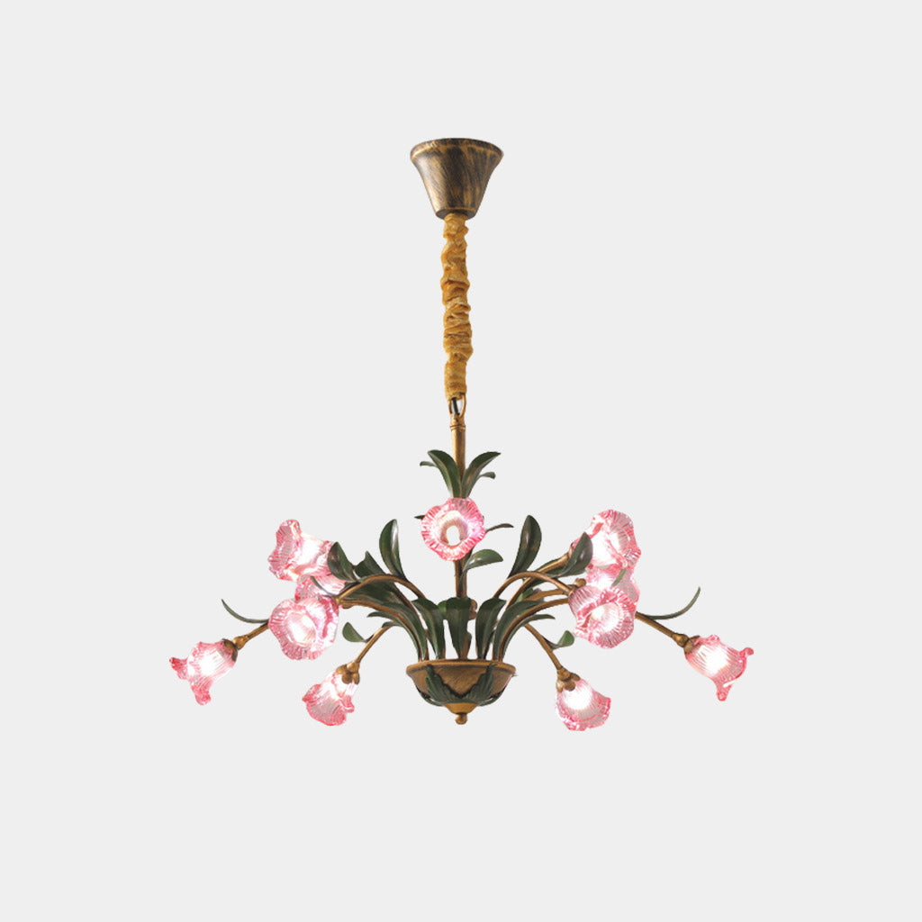 Chandelier French Branch Glass Pink