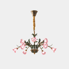 Chandelier French Branch Glass Pink