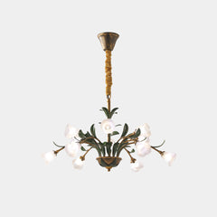 Chandelier French Branch Glass White