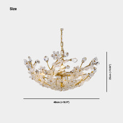 Chandelier French Brass Crystal Flower Cluster Size