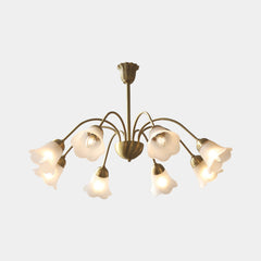 Chandelier French Brass Glass Flower