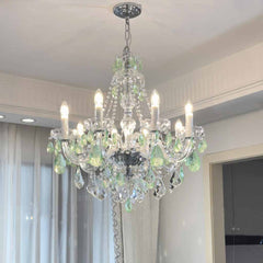 Chandelier French Candle Apple Green Glass Crystal