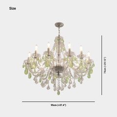 Chandelier French Candle Apple Green Glass Crystal