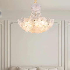 Chandelier French Cluster Glass Flower Petal Bedroom