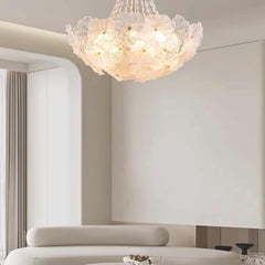 Chandelier French Cluster Glass Flower Petal Dining Room