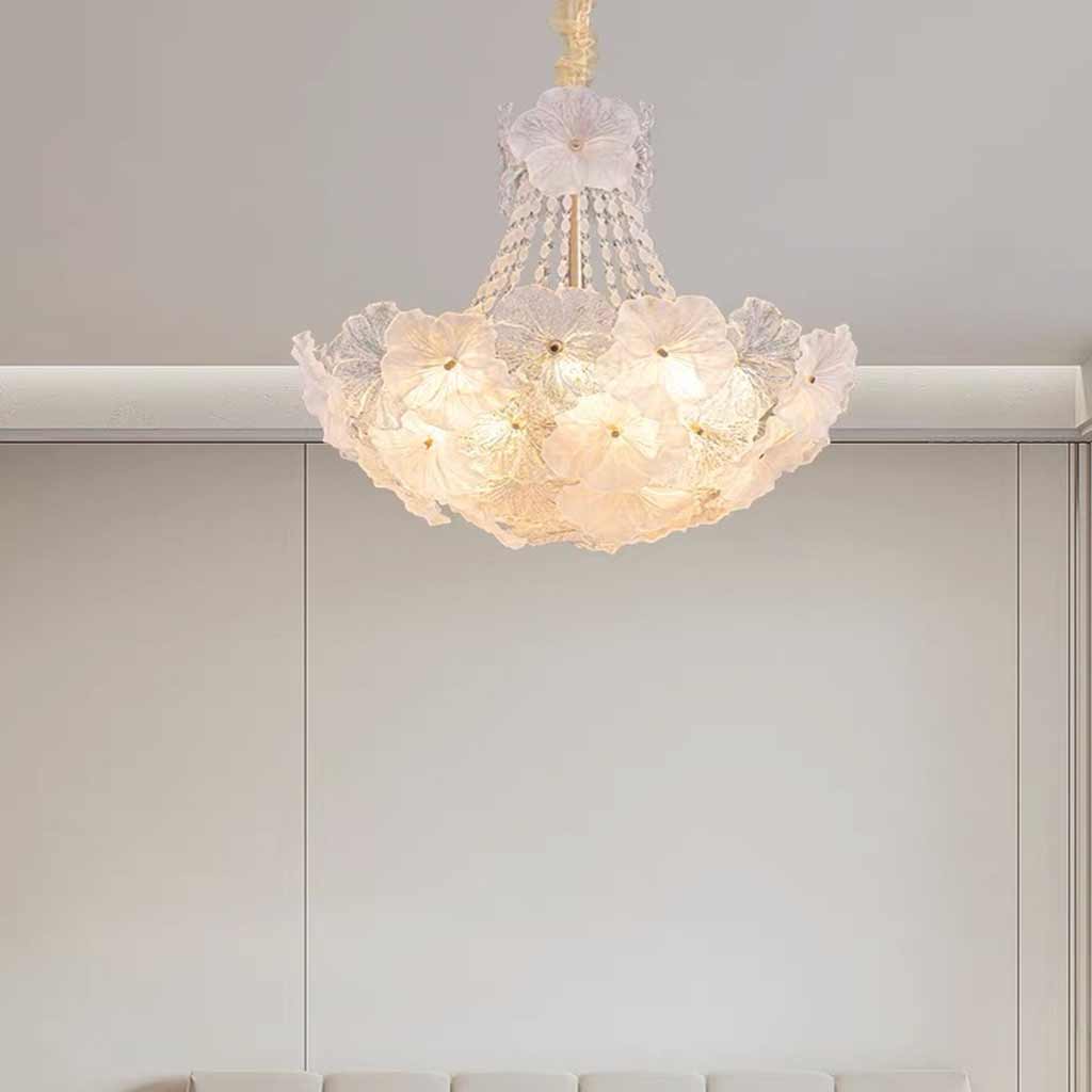 Chandelier French Cluster Glass Flower Petal Room