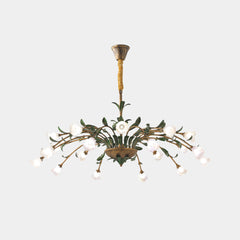 Chandelier French Glass Flower with Leaves White