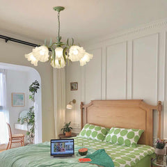 Chandelier French Metal Glass Lily of the Valley Flower Bedroom