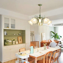 Chandelier French Metal Glass Lily of the Valley Flower Dining Room