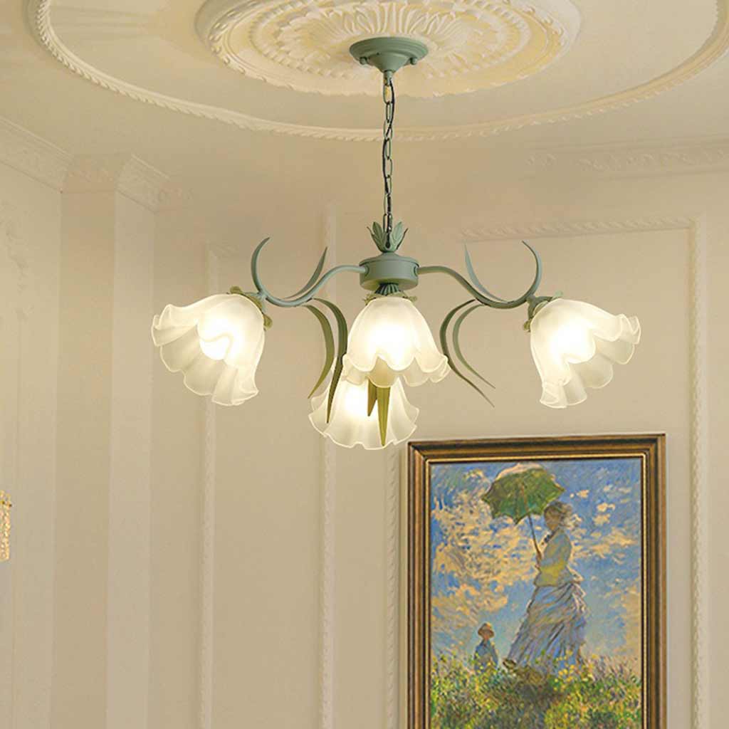 Chandelier French Metal Glass Lily of the Valley Flower Room